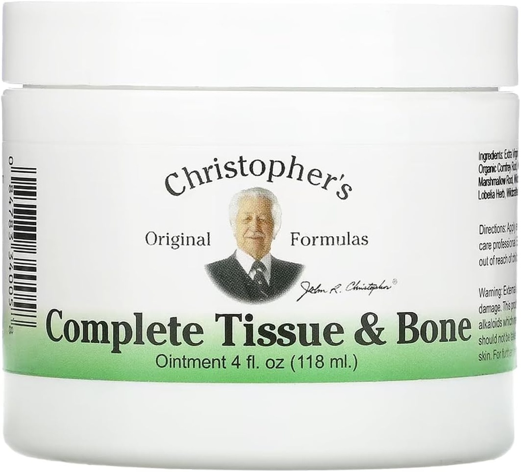 Fórmulas originais de Christopher Tecido Completo & Pomada Óssea, Tópico Herbal para Músculo & Apoio Conjunto, 4 fl oz