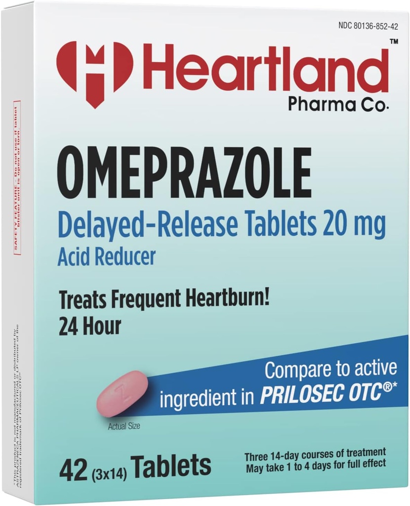 Omeprazol 20mg □ Medicina de alívio da azia □ Redutor de ácido de libertação atrasado Tablet □ Comprimidos antiácidos para refluxo ácido