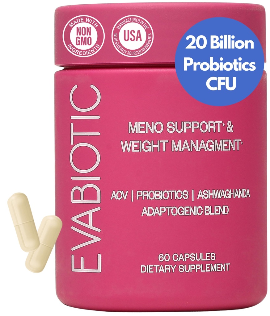 Vitaminas completas da menopausa - Ashwaghanda, Probióticos, ACV para gestão de peso, Flashes quentes, Sudorese noturna, Bloat, Equilíbrio hormonal - Vegan 60 Caps menopausa Suplementos para mulheres não-GMO