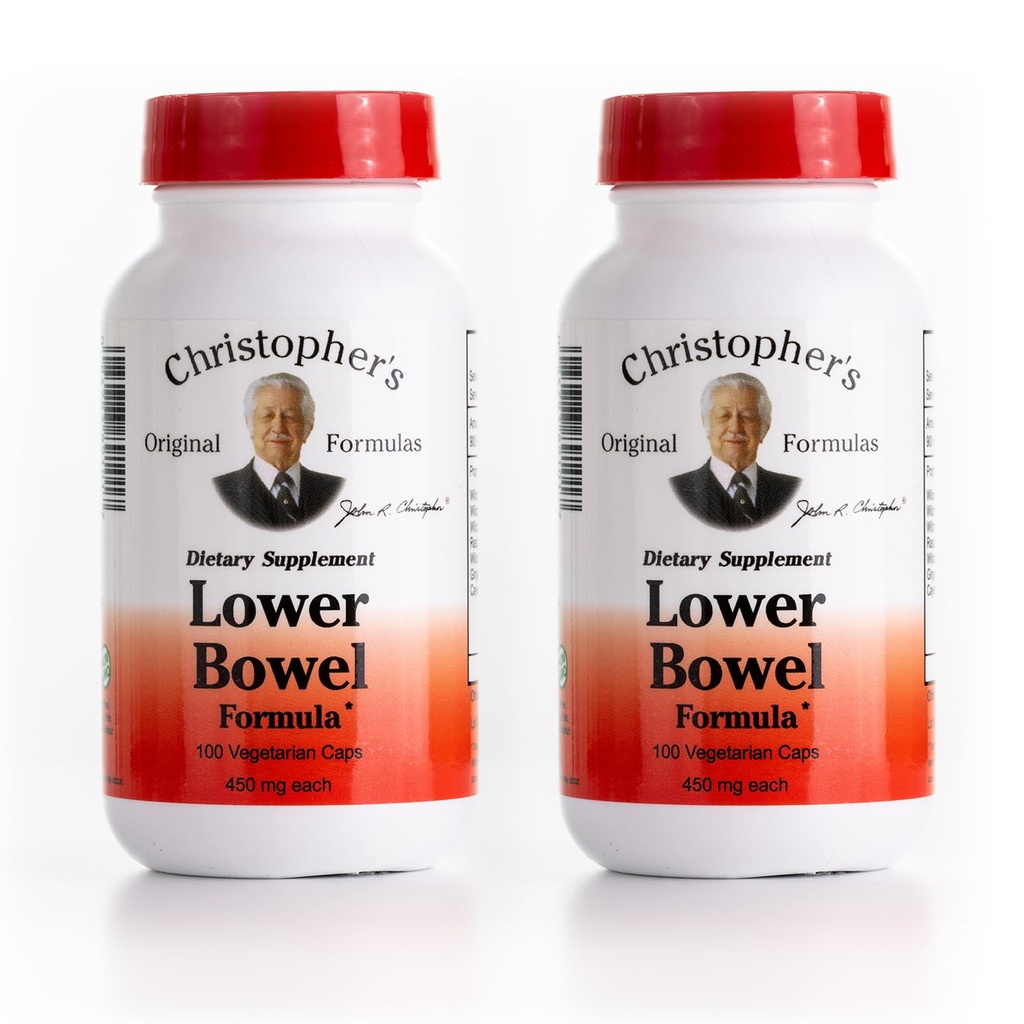 Christopher's Fórmulas originais Lower Bowel Cleanse Fórmula Cápsulas - Herbal Laxative Colon Cleanse and Gut Cleanse 100 ct. - Pack of 2