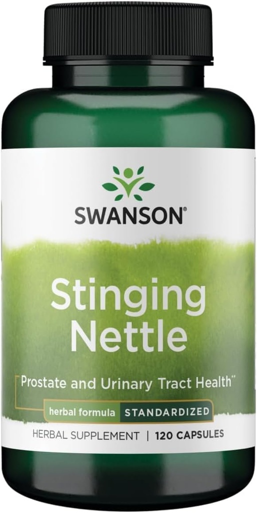 Swanson Stinging Nettles - Suplemento de ervas Prostate Health & Urinary Tract Support - Fórmula natural de apoio à saúde respiratória e equilíbrio de líquidos - (120 Cápsulas)