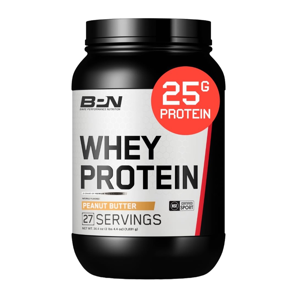 NUTRIÇÃO DE DESEMPENHO BARRE, proteína de soro de leite BPN + mistura de proteína de caseína em pó, manteiga de amendoim, 25g de proteína por serviço suporta recuperação muscular magra, 27 serviços, teste de terceiros