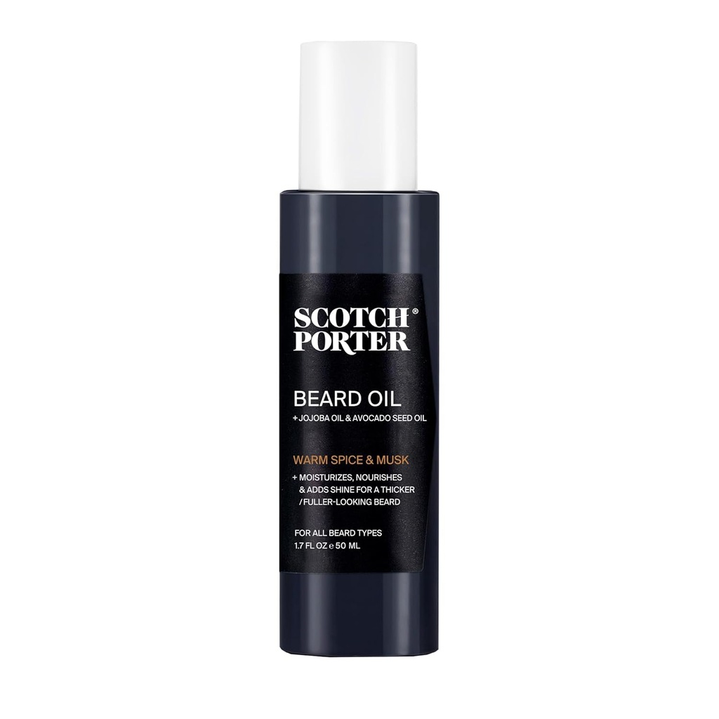 Scotch Porter Smoothing Beard Oil – Nurishing Oil Seals in Moisture & Smooths Flyaways for a Frizz-free, Fuller / Healthier-looking Beard with All-Day Shine – Original Scent, 1.7 oz. Frasco