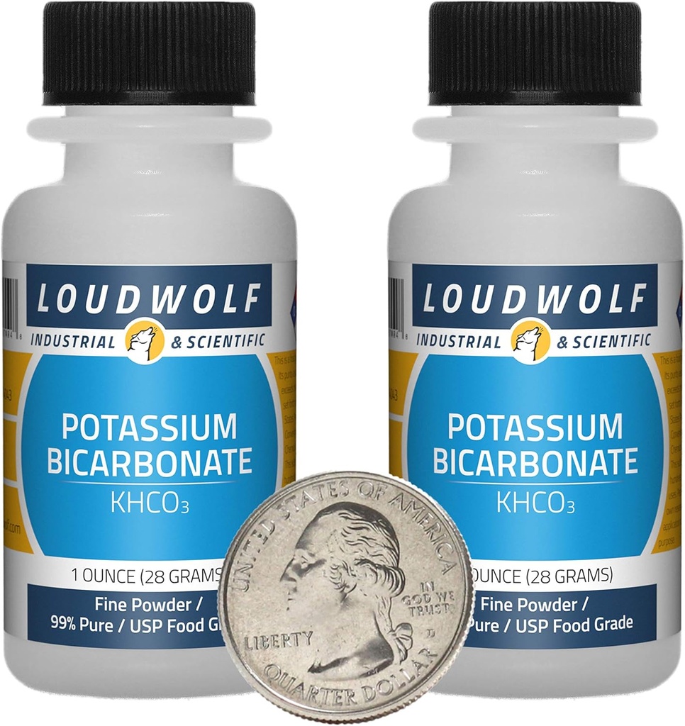 Bicarbonato de potássio / 2 onças / 2 frascos / 99% Pure USP Food Grade/Fine Powder