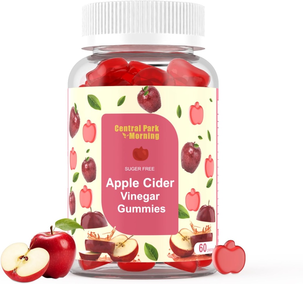 Pastilhas de vinagre de sidra de maçã 1000mg, suplemento ACV para detox e limpeza, açúcar livre e não-GMO - 60 chicletes