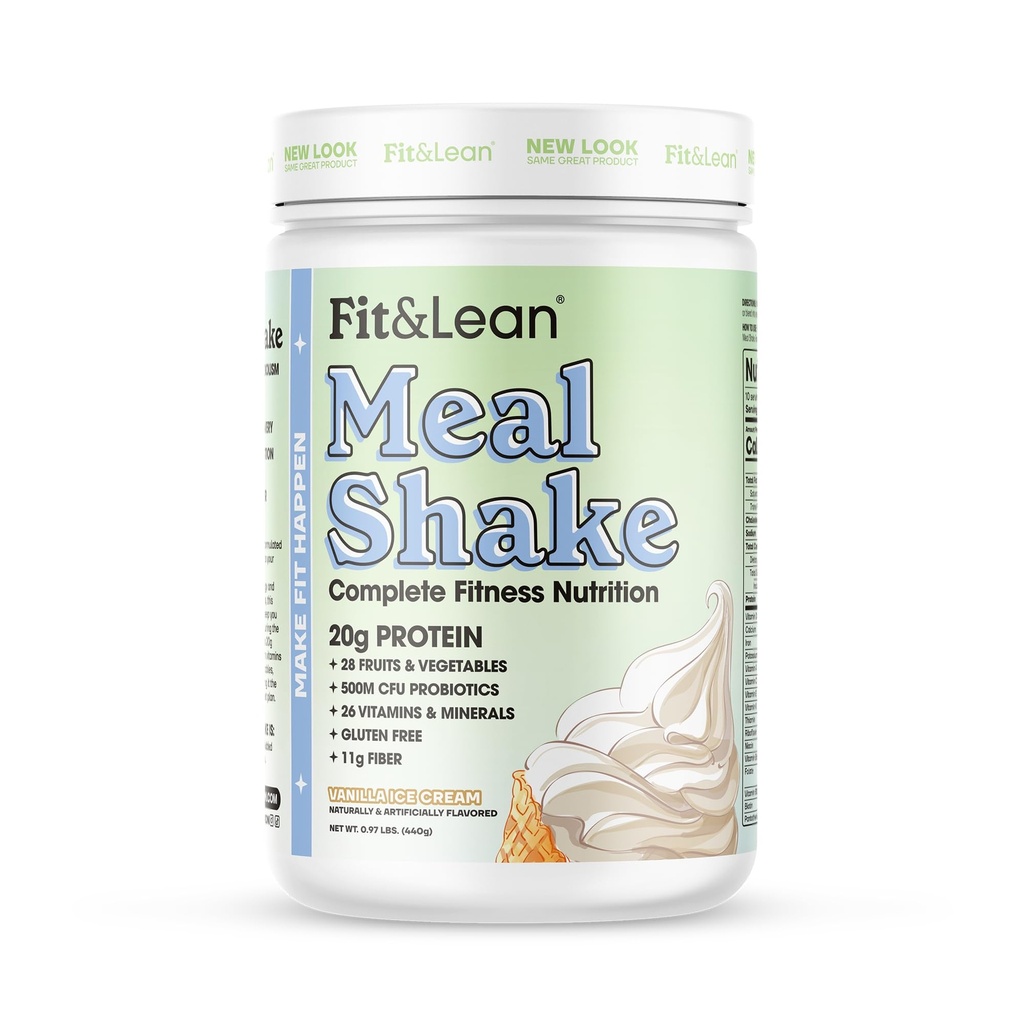 Fit & Lean Meal Shake, Fat Burning Meal Replacement, Proteína, Fibra, Probióticos, Baunilha, 1lb, 10 Servings por recipiente