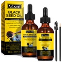 2 embalagem Black Seed Oil Orgânico Cold Pressed, 100% Puro & Natural Liquid Black Seed Oil Cold Pressed Glass Garrafa 60ML para cuidados de pele, nutrizes e hidrata o cabelo