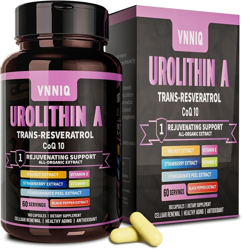 9-em-1 suplemento anti-envelhecimento com urolitina A (1200mg) Trans-resveratrol e CoQ10: Vitality Enhancer