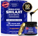 Puro Himalayan Shilajit suplemento de resina orgânica, Shilajit para homens e mulheres com óleo de semente preta & Ashwagandha, Energia, Imunidade, 78% ácido fulvico, 87+ Trace Minerals, 400mg