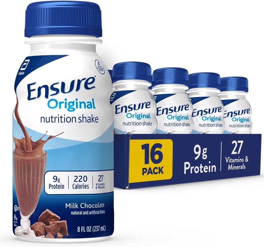 Assegure-se original leite Chocolate Nutrição Shake .Small Replacement Shake . Pronto para beber .9g proteína, 27 vitaminas e minerais .