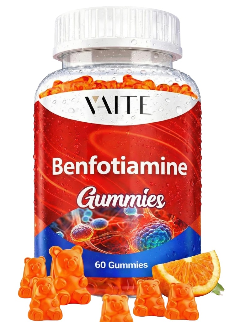 Benfotiamina 320mg Gummies com 45mg L-Leucine Suplemento: Complexo essencial de vitamina B1 para homens e mulheres, Não-GMO, Vegan & Gluten-Free - Suportes Metabolismo, Energia & Sistema Nervoso Saúde