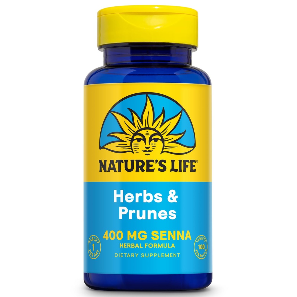 Vida da natureza Herbs & Prunes 400mg Senna & mistura de ervas para saudável Digestion Support
