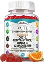 CoQ10 200mg Gummies com Creme Vermelho Arroz & Glicinato de Magnésio – Omega-3, Zinco e Vitamina K2+D3 para Saúde Geral – Suplementos para Adultos – 60 chicletes mastigáveis