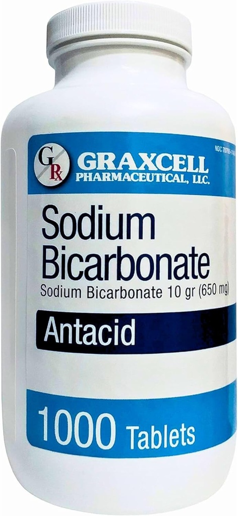 Comprimidos de Bicarbonato de Sódio - USP 650mg (10 grãos) -Alívio da indigestão ácida, Azia, Estômago Azedo e Estômago Inchado - Saúde do Rim
