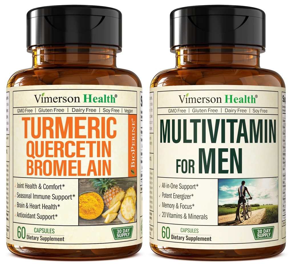 Quercetin com bromelaína e curcumina açafrão e multivitamínico completo para homens