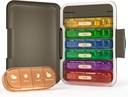 Organizador de comprimidos semanal 4 vezes por dia, caixa de pílulas de 7 dias 4X, portátil para viagem caso de pílulas para pílulas / Vitamina / óleo de peixe / medicação / suplementos (4x7 preto + arco)
