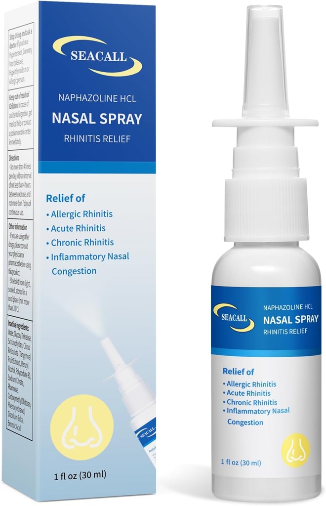 Pulverização nasal, Rinite Spray Alívio de Rinite Alérgica, Assiste à lavagem de irritantes nasais, Alivia Sintomas de Nariz Seco & Reduz Espirros, Coceira, Nariz Runny & Congestão (30ml/1 fl oz)