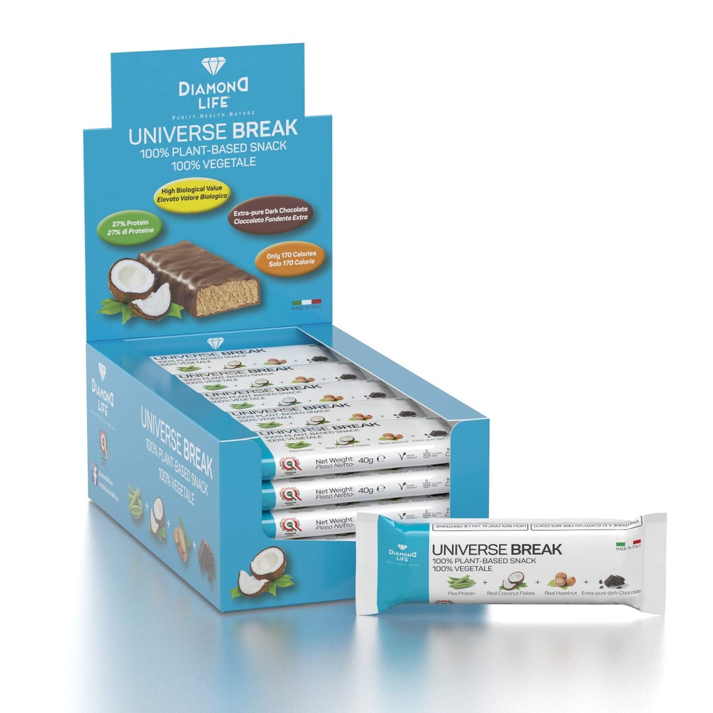 UNIVERSE BREAK - Sabor de coco - Bar de baixo teor calórico perfeitamente equilibrado - Diamond Life