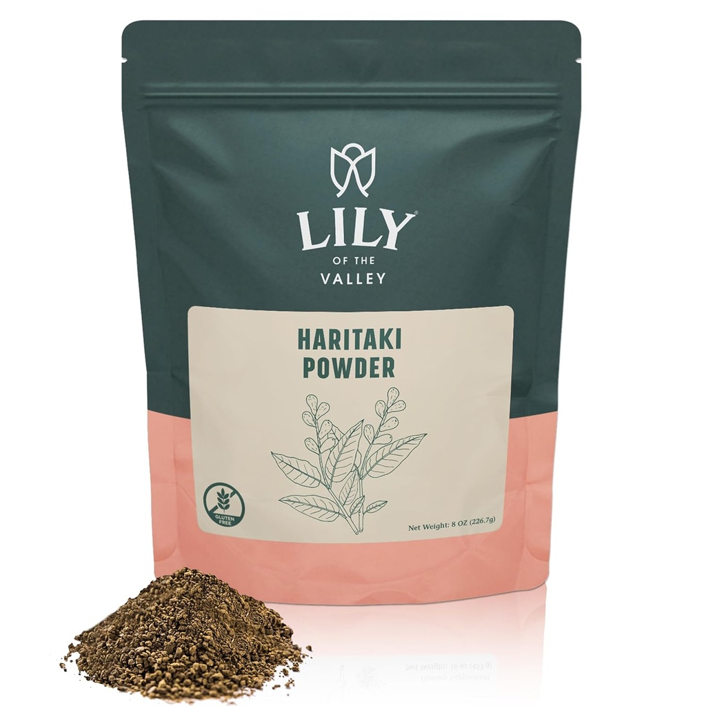 Lily do Vale Haritaki Pó - Terminalia Chebula - Fonte da Índia - Uma erva ayurvédica - 100% Natural & Sem Adicionado Preservativo - Vegan & Gluten-Free (8 oz, 226g)- Pacote Maio Vary