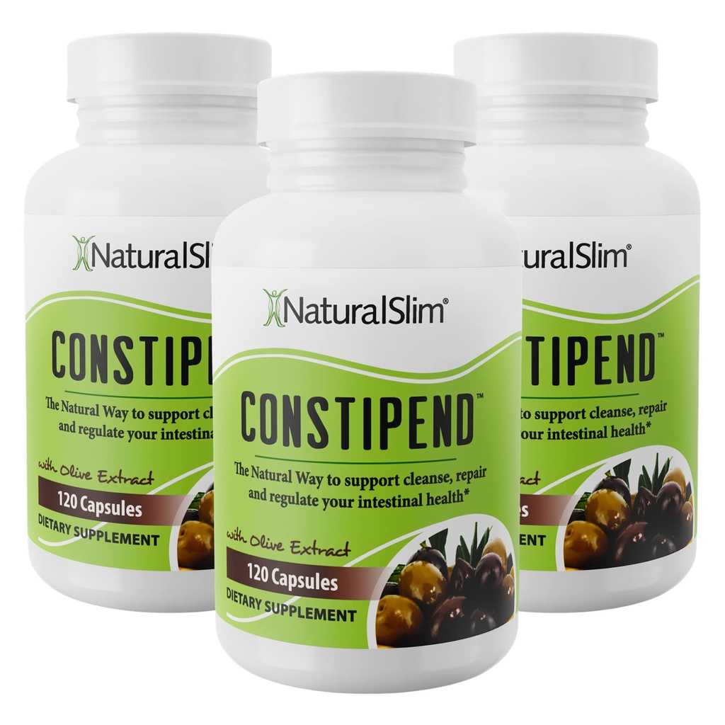 Naturalslim Magnesium Oxide - Obstipend para alívio da constipação, limpeza de cólon e amaciadores de fezes para mulheres e homens com Citrato de magnésio, Aspartato e Extrato de Oliva - 120 Cápsulas Vegetais 3 Pack