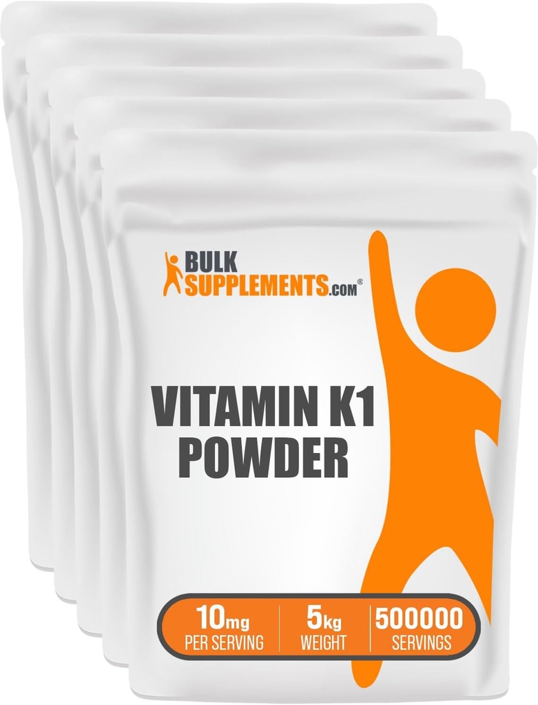 BulkSuplements.com Vitamina K1 em pó - Suplemento de vitamina K1 para suporte de saúde óssea e cardíaca - Gluten Free, 10mg por serviço, 1kg (2,2 lbs) (Pack of 1)