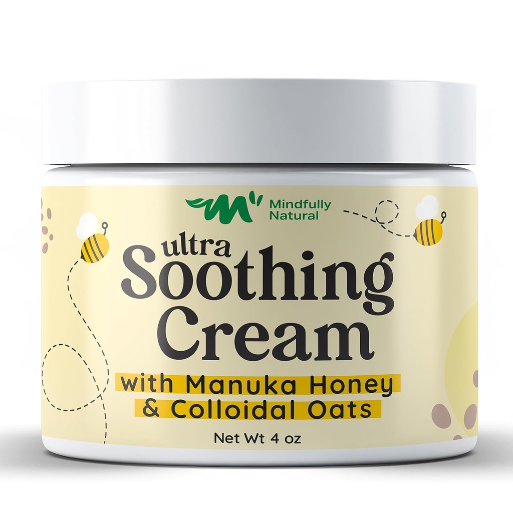 Creme de aveia coloidal ultra calmante com mel de Manuka - Creme de Eczema para Crianças e Adultos - Loção anticomichão esteróide grátis para alívio da pele seca e comichão com ingredientes naturais e orgânicos
