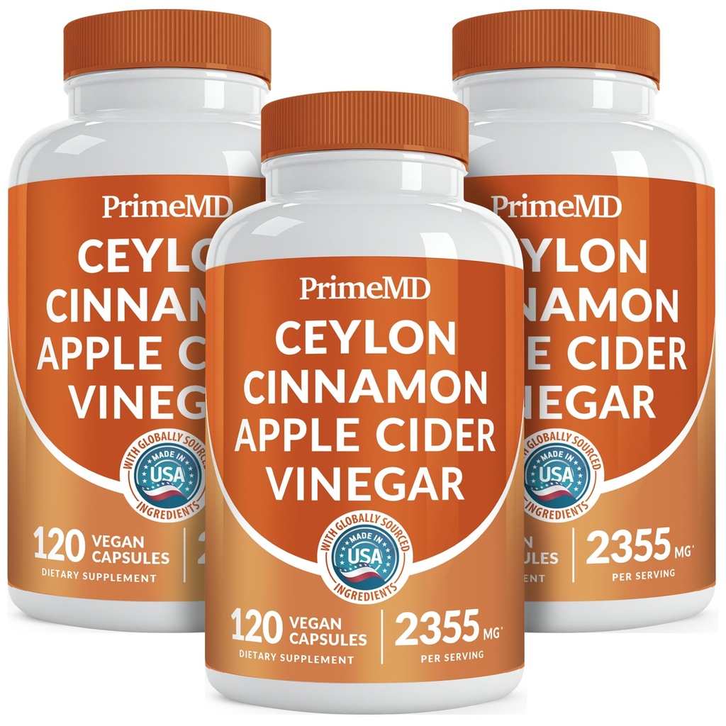 5-in-1 Ceilão Canela Cápsulas 2355mg - Ceilão Canela e Apple Cider Vinagre Cápsulas - Açafrão e Panax Ginseng - Canela Suplementos com Bioperina (120ct, Embalagem de 3)