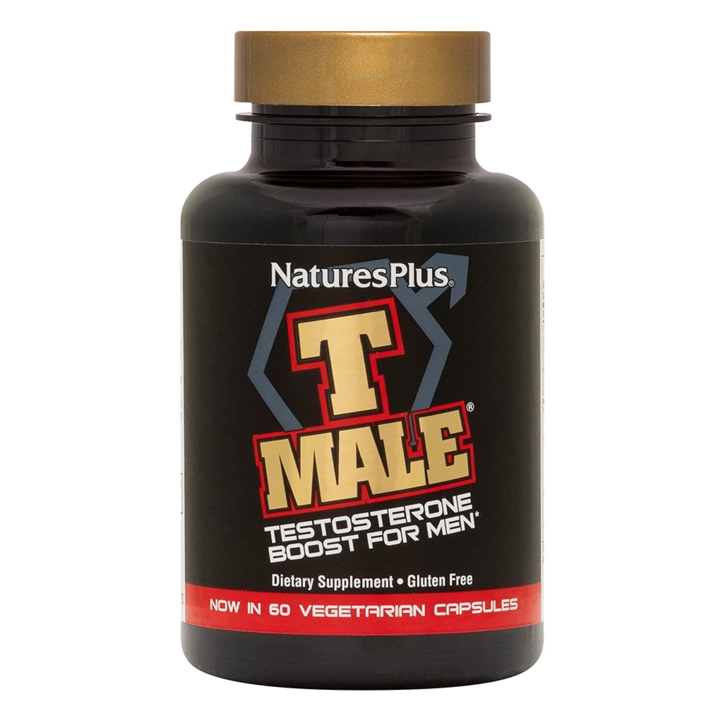 NaturesPlus T Masculino - 60 Cápsulas Vegetarianas - Promove o ganho muscular e resistência, Enhancer de humor - Gluten Free - 30 Total Servings