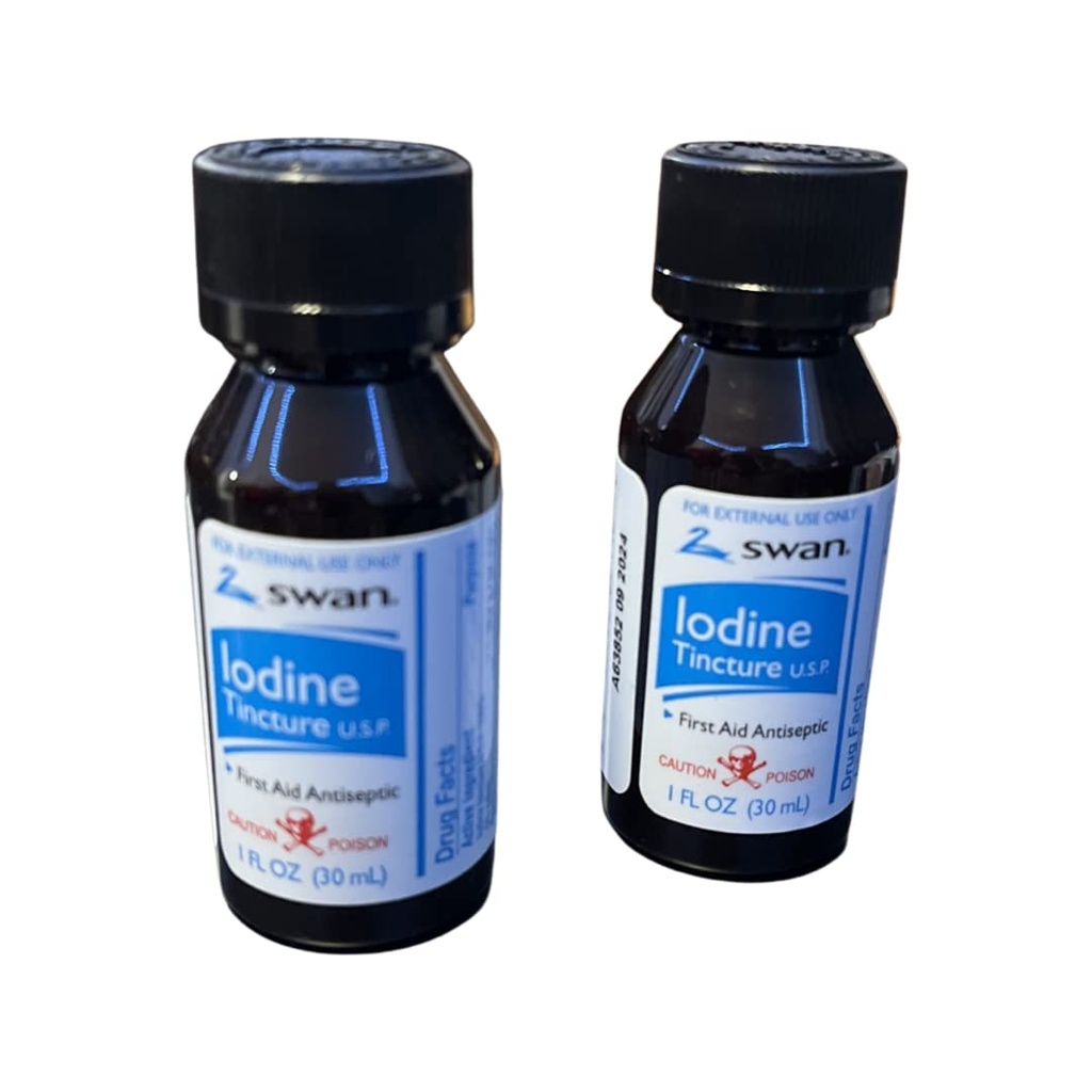 Cisne Iodo Tintura Primeiros Socorros Antissépticos 2% Iodo USP, 1 Garrafa de Oz, 2,4 ou 6 Pack (6)