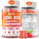 Mulheres multivitaminas metiladas, Vitamina D3 K2 5000UI / 10.000UI, B12 5000 mcg 2500mcg, K2 (MK-7) 240mcg- ADK + Vitamina metil B12, Vegan D3, Vitamina A,C,Zinc Olho,Bone,Energia,Immune, Gummies sem açúcar
