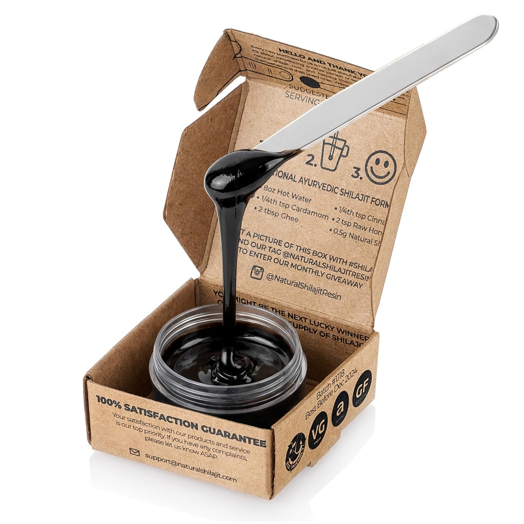 Resina SHILAJIT NATURAL - Shilajit para homens e mulheres com ácido fulvico e vestígios de minerais, nutrientes à base de plantas para energia, suporte imunológico e resina vital