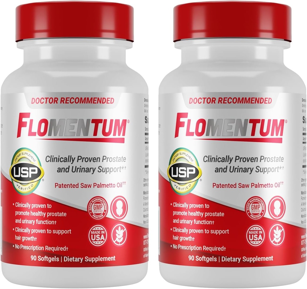Flomentum® Saw Palmetto for Men Prostate Supplement - Suplemento de Apoio à Próstata para a Saúde do Homem - USP Verificado - Fluxo urinário saudável & Função urinária - 320mg Uma vez por dia (180 Contagem)