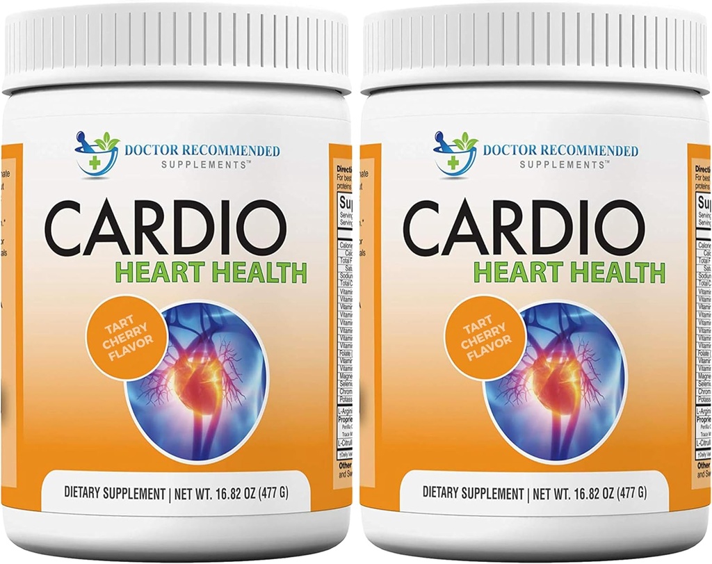 DOCTOR RECOMENDADO COMPLEMENTOS Cardio Heart Health Powder – L-Arginina Suplemento 5000mg & L-Citrulina 1000mg, Tart Cherry Flavor (Pacote de 2-16,82 oz / 33,64 oz)