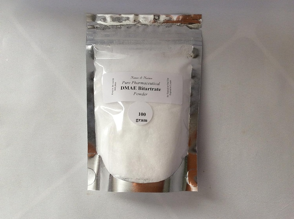 Pó de Bitartrato de DMAE: Pure (100 gramas) Apertar a pele, Reduzir a Rugas Tópico/Oral