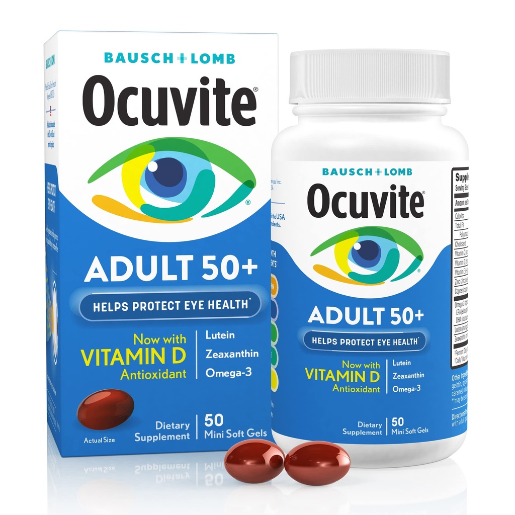 Bausch & Lomb Ocuvite Adulto 50+ Vitamina Eye & Mineral Softgels 50 ea (Pacote de 12)