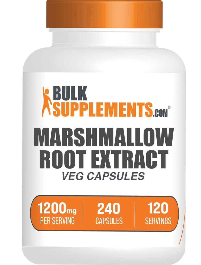 BulkSuplements.com Marshmallow Root Extract Cápsulas - Suplemento de ervas, Marhmallow Root 1200mg - Gluten Free, 2 Cápsulas por serviço, 240 Count (Pack of 1)