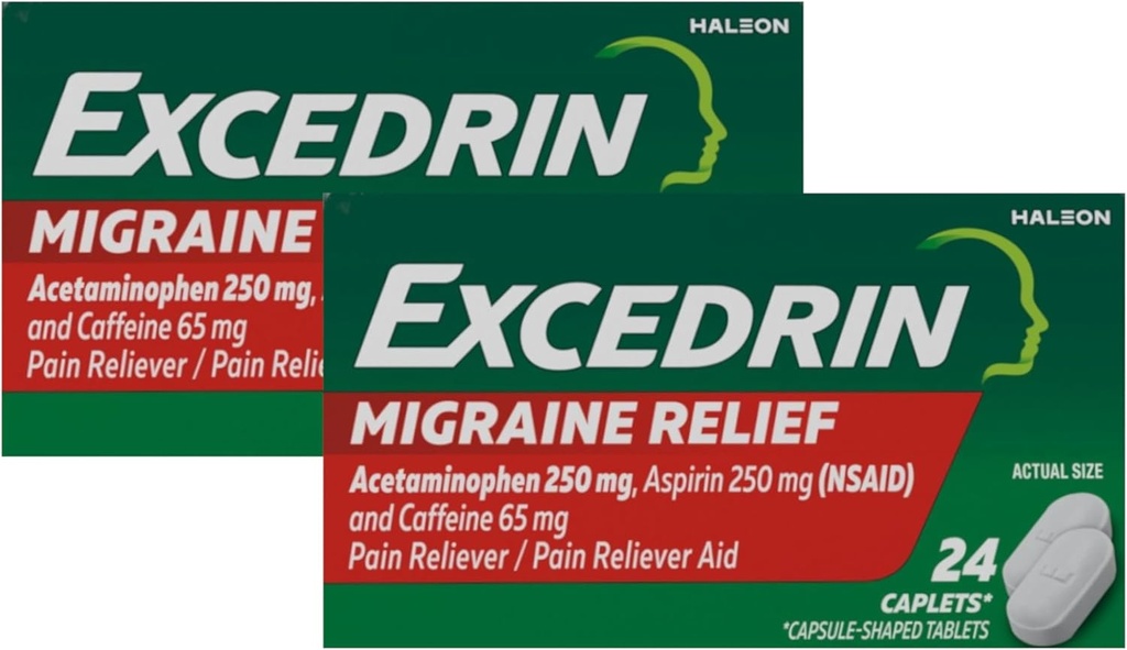 Excedrina Migraine Dor Reliever Caplets 24 ea (Pack of 2)