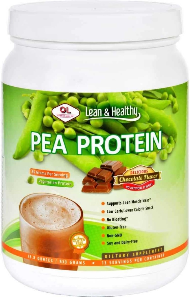 Olympia Labs Pea Protein Shake, Chocolate, Pequeno, 18.8 Ounce