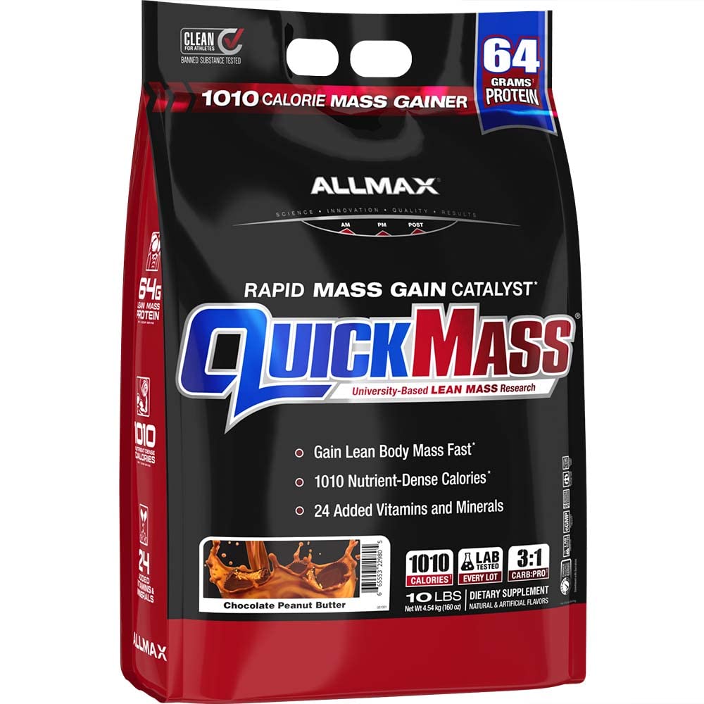 ALLMAX QUICKMASS, biscoitos e creme - 10 lb - Catalisador de ganho de massa rápido - até 64 gramas de proteína por serviço - 3:1 Carb to Protein Ratio - Zero Trans Fat - até 70 Servings