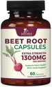Cápsulas de raiz de beterraba 1300mg - Extra força Red Beetroot Powder Supplement – Suporta produção de óxido nítrico, saúde do coração e energia natural – Não-GMO, Vegan, Gluten Free – 60 Cápsulas Veggie