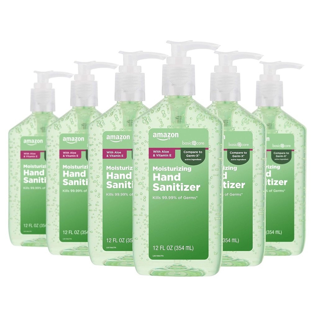 Atenção Básica - Aloe Vera Hand Sanitizer 62%, 12 fl oz (Pacote de 6)