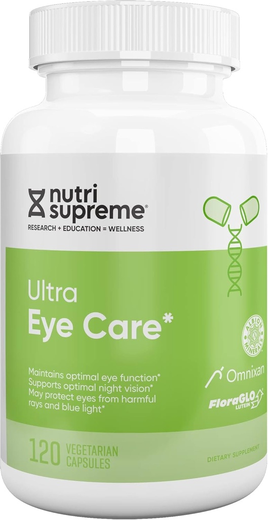 Nutri Supreme Research Ultra Eye Care com Lutein para saúde ocular e bem-estar, 120 cápsulas vegetarianas, Kosher
