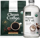 Natural Força Orgânica Assada escura Limpo Café + Orgânico MCT Oil Bundle – 100% puro Coco MCTs & Molde & Micotoxina Café gratuito – Não-GMO, Keto, Paleo, e Vegan - 12 Oz e 32 Oz