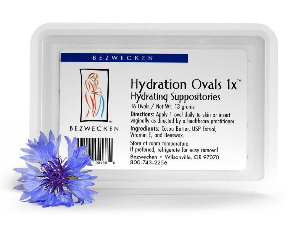 Bezwecken – Hydration Ovals 1x – 16 Supositórios Oval - Formulado profissionalmente para aliviar a secura vaginal em mulheres menopausais - Seguro, Natural & Paraben Livre