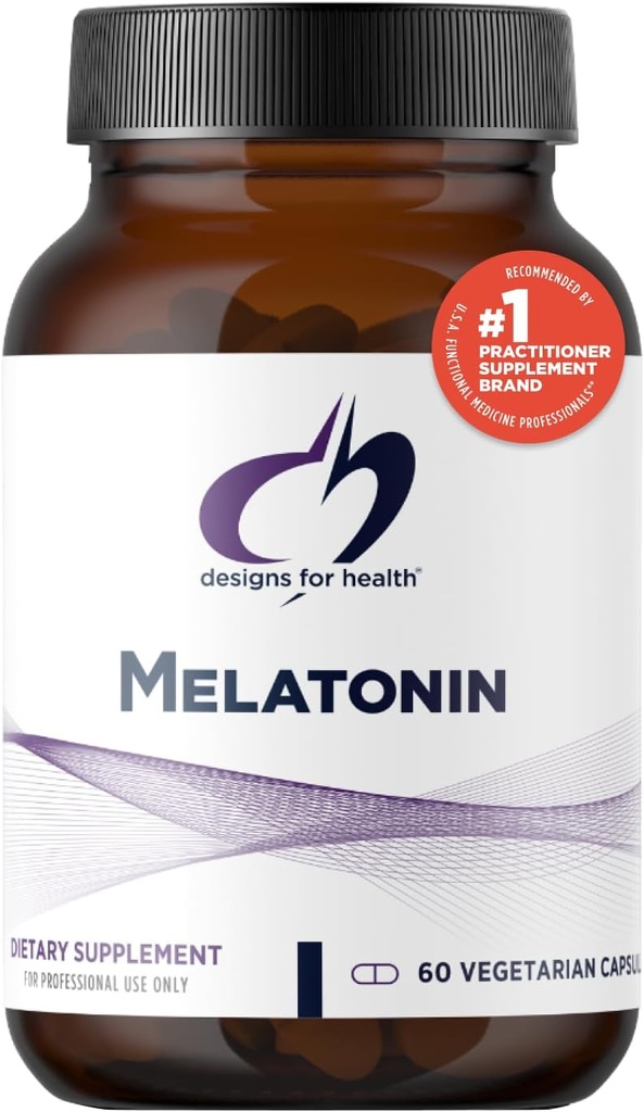 Desenhos para Saúde Melatonina 3mg - para Adultos - Vegetariano + Não-GMO (60 Cápsulas)
