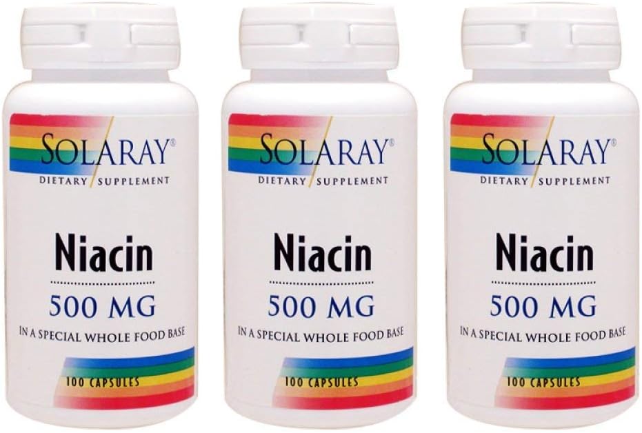 Niacin 500mg Solaray 100 VegCaps (3 embalagem)