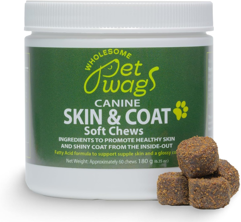 Alergia e Itch alívio para cães – pele & casaco macio mastigar w / Omega-3, óleo de peixe, biotina, colagénio – reduz o derramamento, promove pele saudável & pele brilhante – 60ct