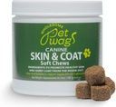 Alergia e Itch alívio para cães – pele & casaco macio mastigar w / Omega-3, óleo de peixe, biotina, colagénio – reduz o derramamento, promove pele saudável & pele brilhante – 60ct