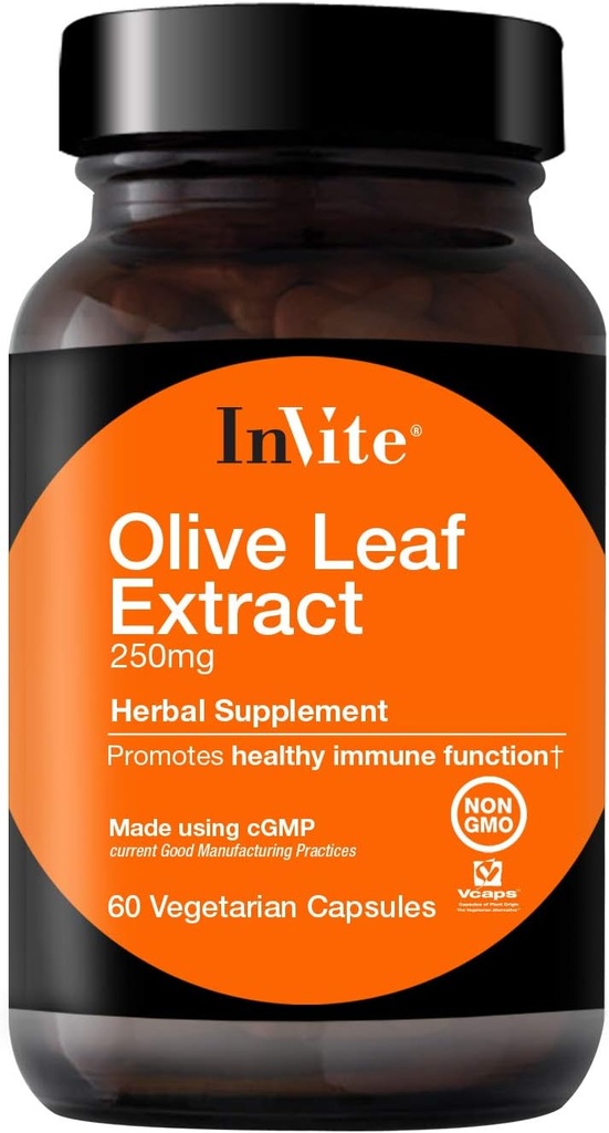 Convidar Saúde Extrato de Folha de Oliva - Fornece Suporte Nutricional para Sistema Imune Saudável - Fonte de 30 dias - 60 Cápsulas Vegetarianas (1)