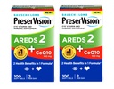 PreserVision Eye Vitamina & Suplemento Mineral AREDS 2 Fórmula + CoQ10, 2 em-1 Benefícios de Saúde, 100 Softgels (2 por dia) Pacote de 2